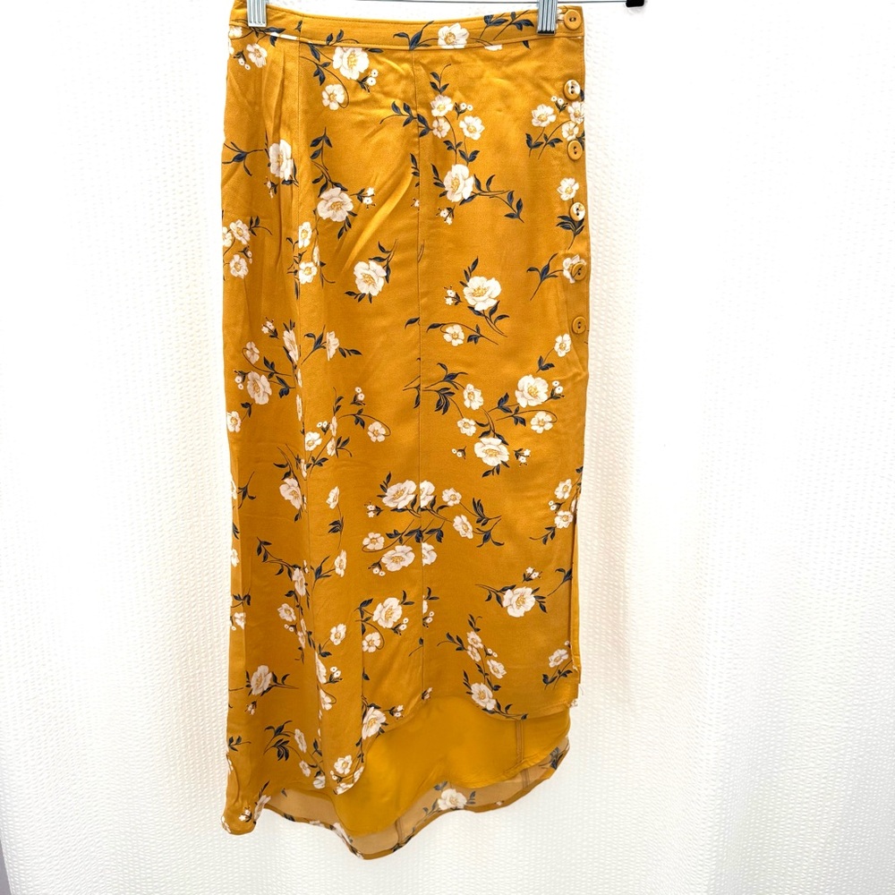Abercrombie & Fitch Marigold Floral High Slit Midi Skirt Size XXSP